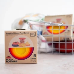 Set de 5 tapas de silicona para alimentos y recipientes Food Huggers
