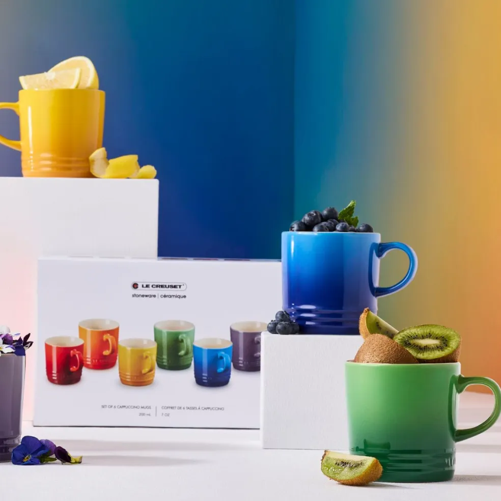 Set de 6 tazas cerámicas tipo Mug 350ml Arcoiris Le Creuset