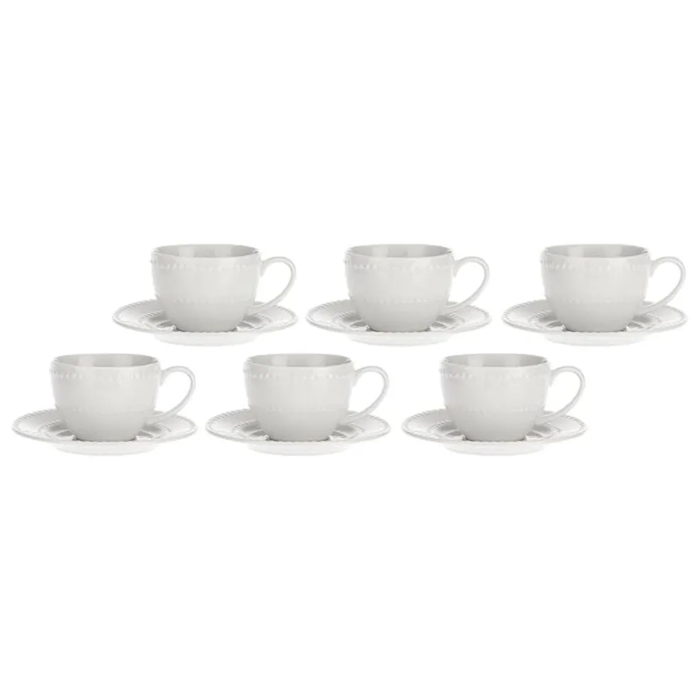 Set de 6 tazas con plato de porcelana Collina La Porcellana Bianca