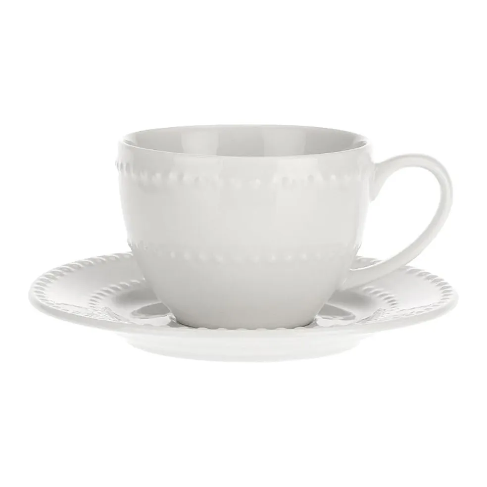 Set de 6 tazas con plato de porcelana Collina La Porcellana Bianca