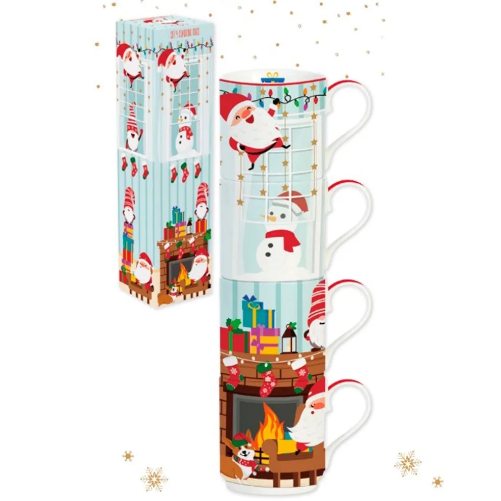 Set de 4 Tazas Mugs apilables Easylife