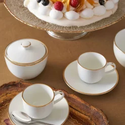 Set de taza y plato de porcelana Maesta La Porcellana Bianca