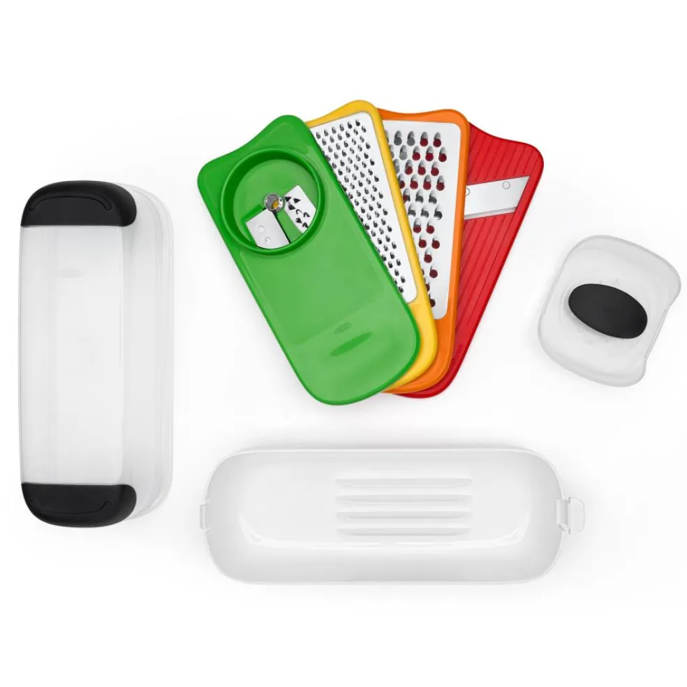 Set espiralizador, rallador y mandolina con contenedor OXO