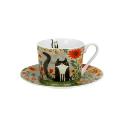 Taza para té con plato de porcelana Duo