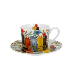 Taza para té con plato de porcelana Duo