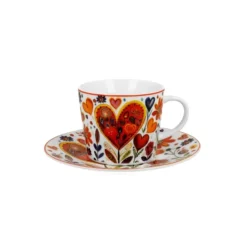 Taza para té con plato de porcelana Duo