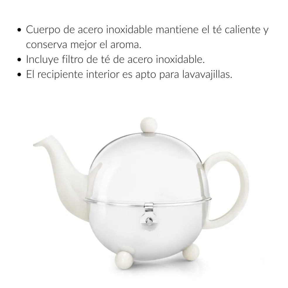 Tetera cerámica clásica con carcasa aislante de inox Cosy Bredemeijer