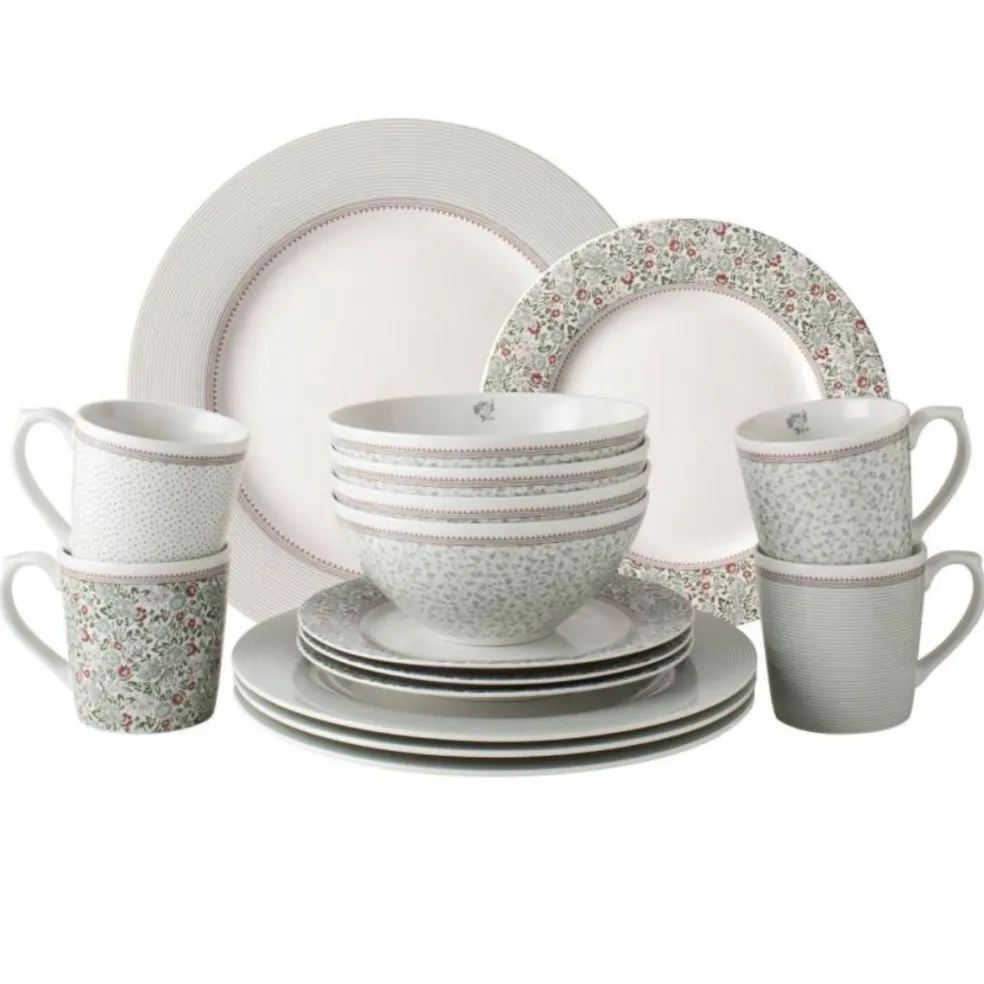 Vajilla de 16 piezas de porcelana Wild Clematis Laura Ashley