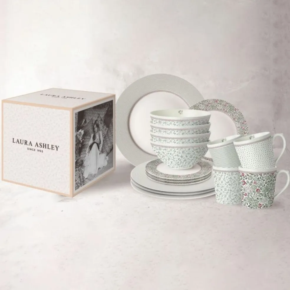 Vajilla de 16 piezas de porcelana Wild Clematis Laura Ashley