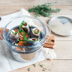 Vaporera de vidrio con tapa Cristel