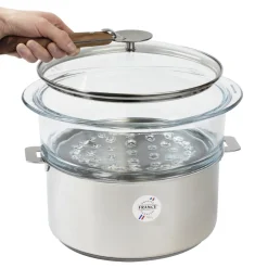 Vaporera de vidrio con tapa Cristel