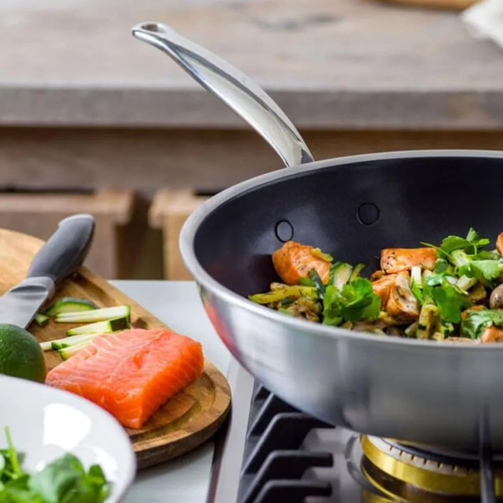 Wok cerámico con exterior de acero inoxidable Premiere GreenPan