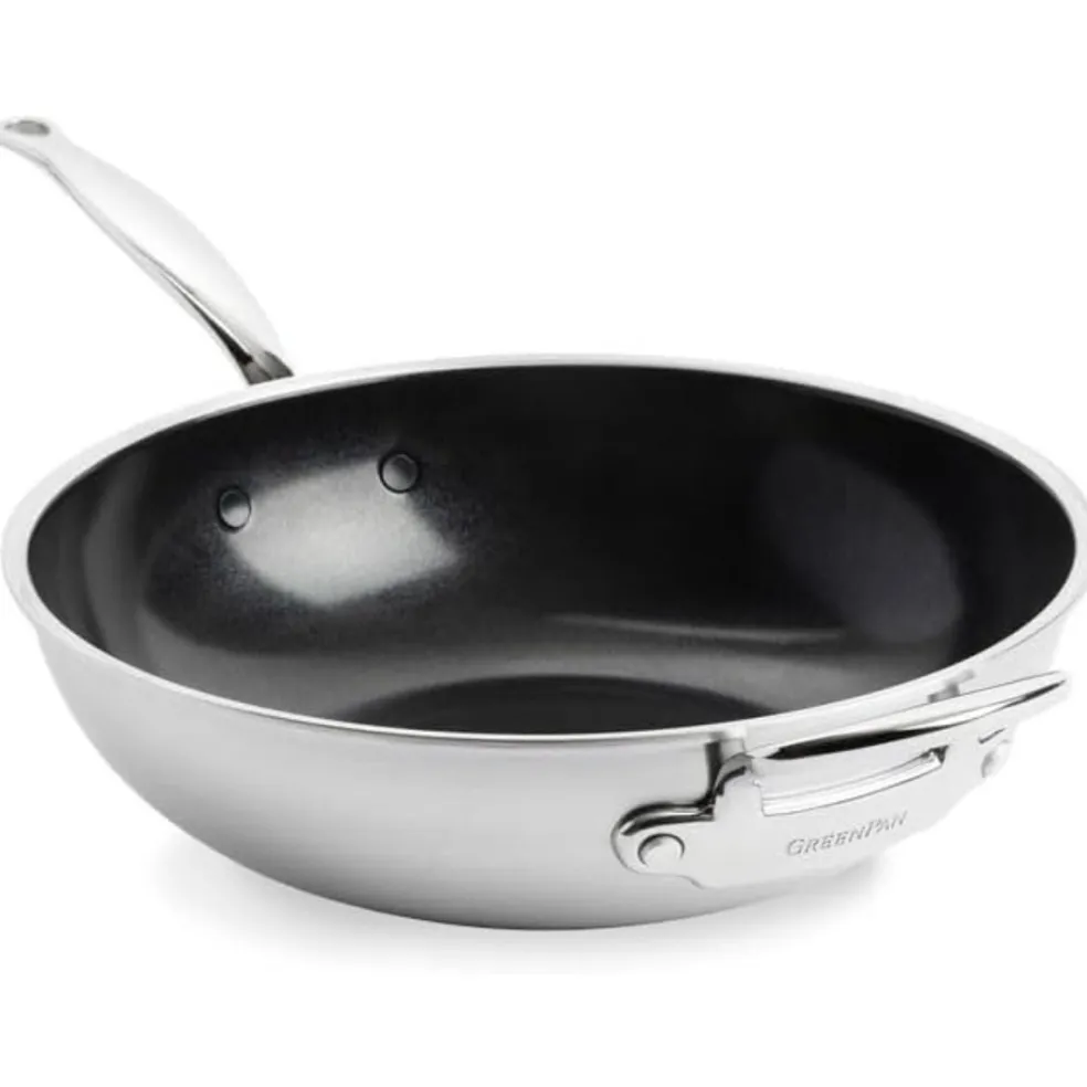 Wok cerámico con exterior de acero inoxidable Premiere GreenPan