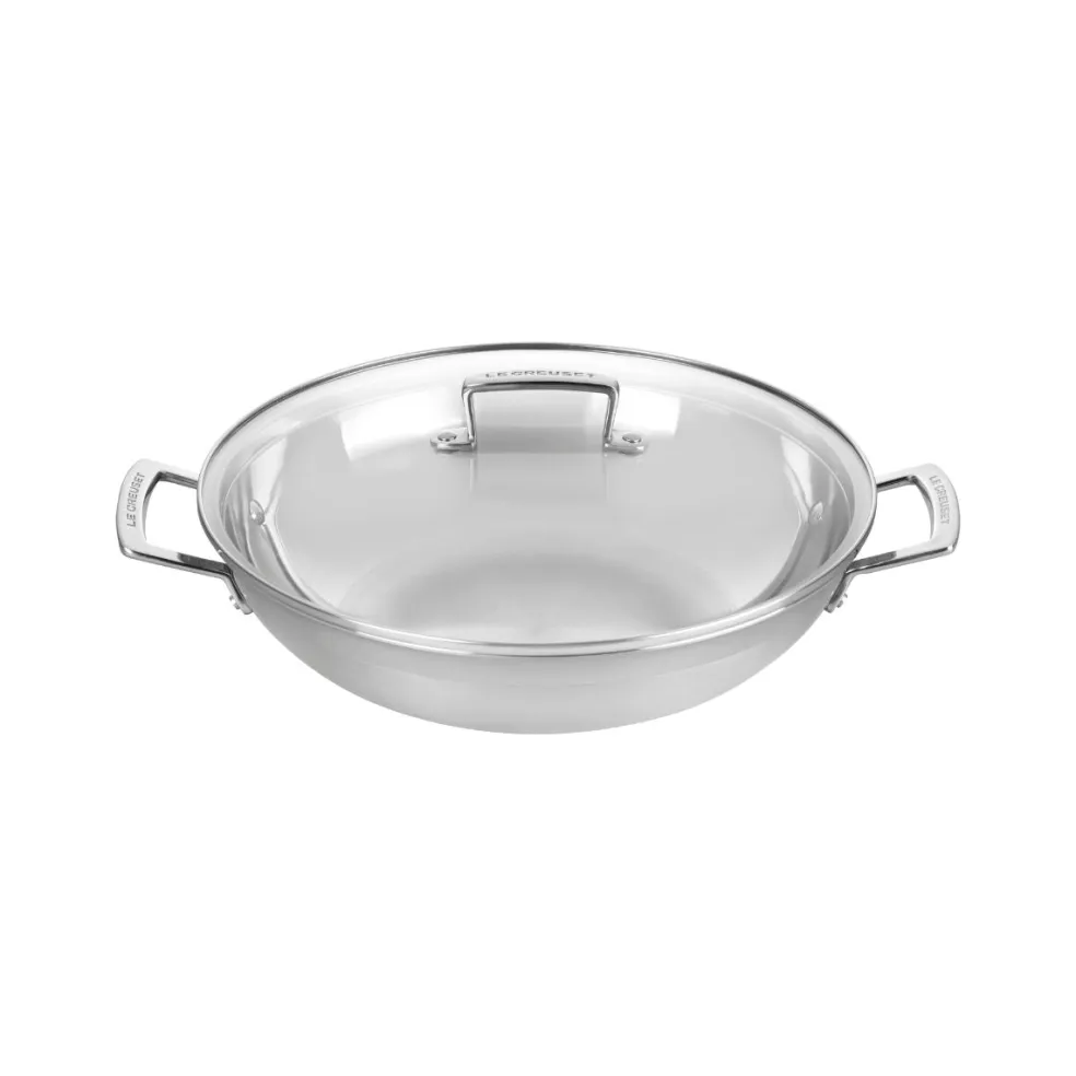 Wok de acero inoxidable con tapa de cristal Tricapa 3-PLY Le Creuset