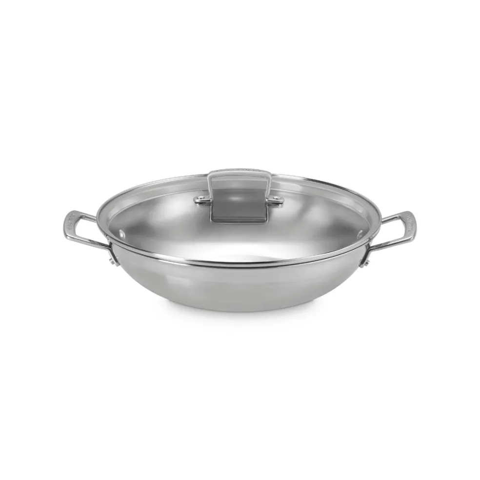 Wok de acero inoxidable con tapa de cristal Tricapa 3-PLY Le Creuset