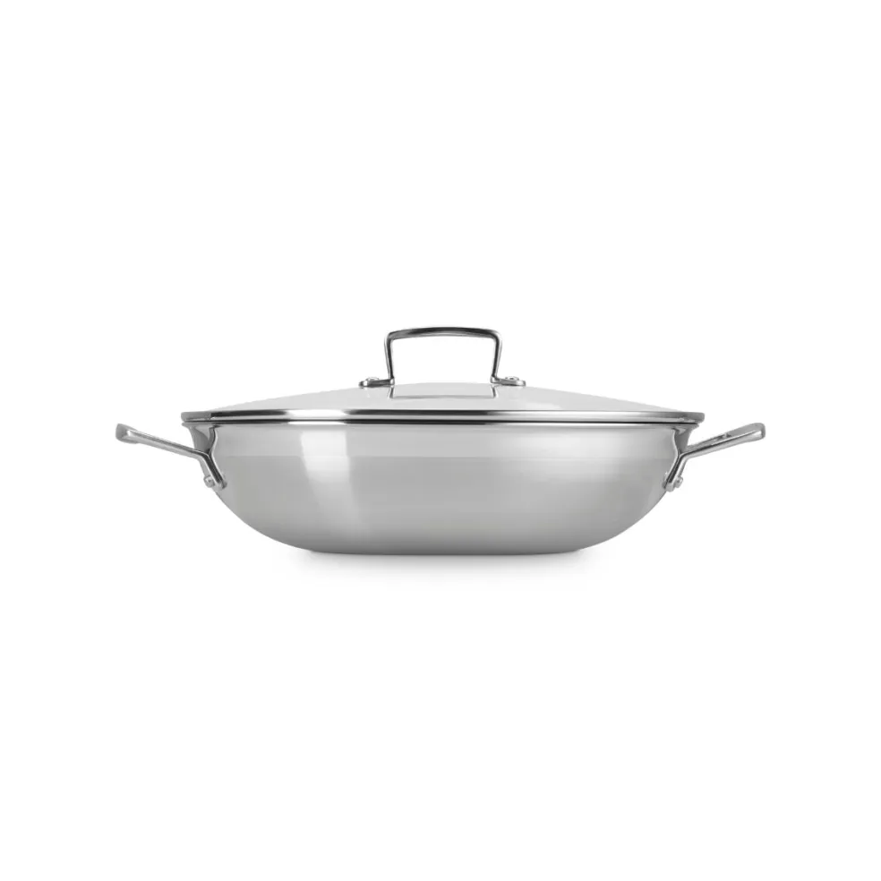 Wok de acero inoxidable con tapa de cristal Tricapa 3-PLY Le Creuset