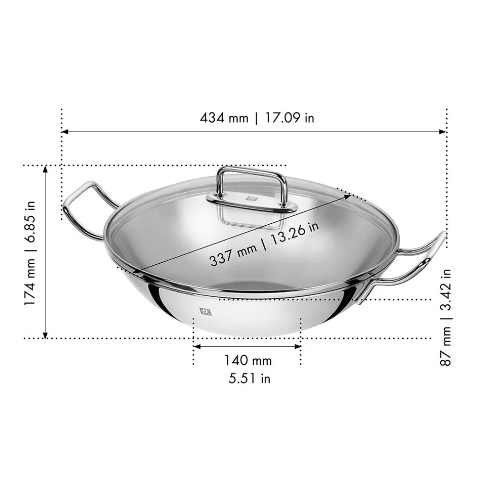 Wok de acero inoxidable con tapa y rejilla Zwilling Plus
