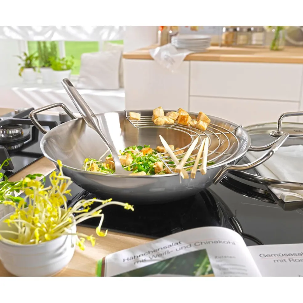 Wok de acero inoxidable con tapa y rejilla Zwilling Plus