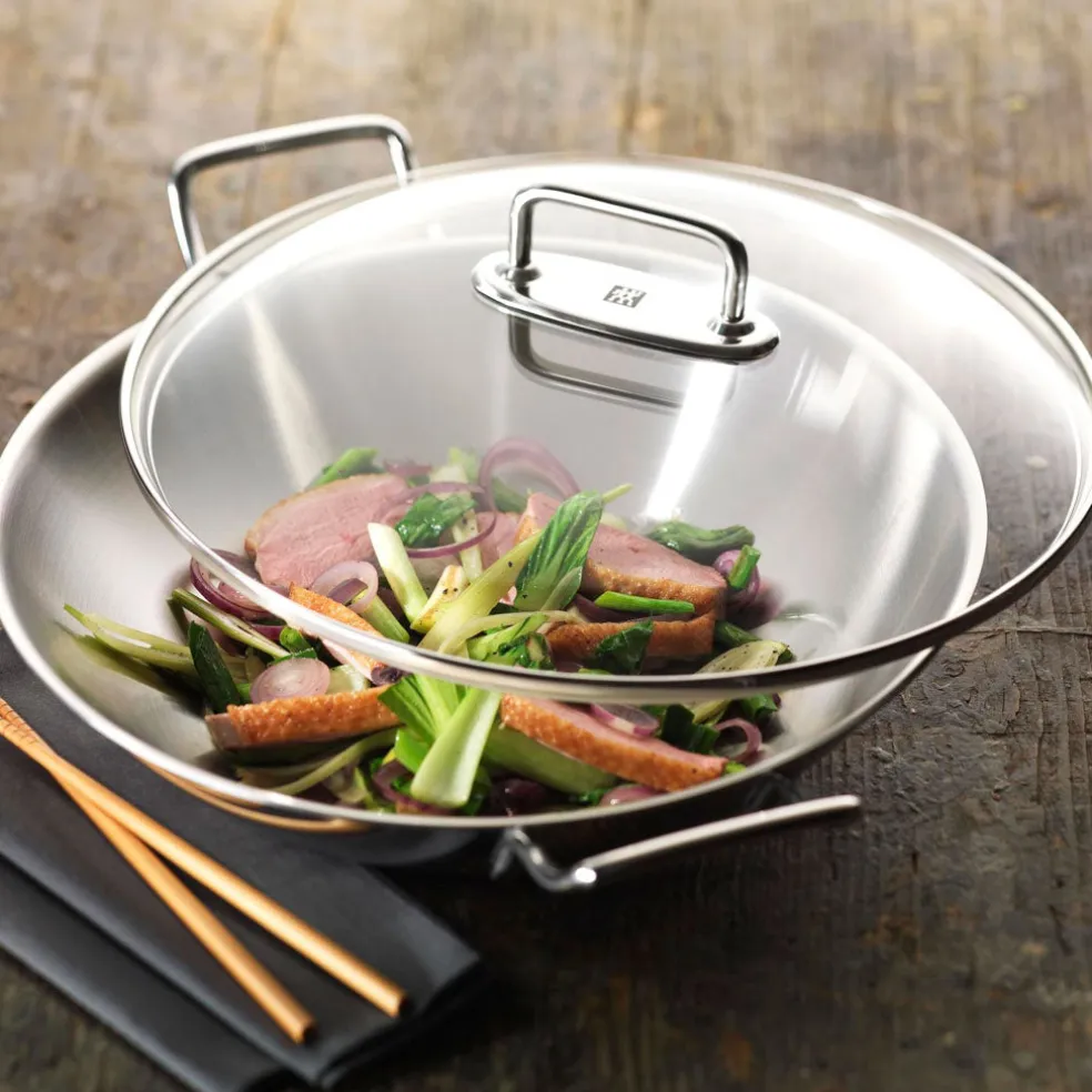 Wok de acero inoxidable con tapa y rejilla Zwilling Plus