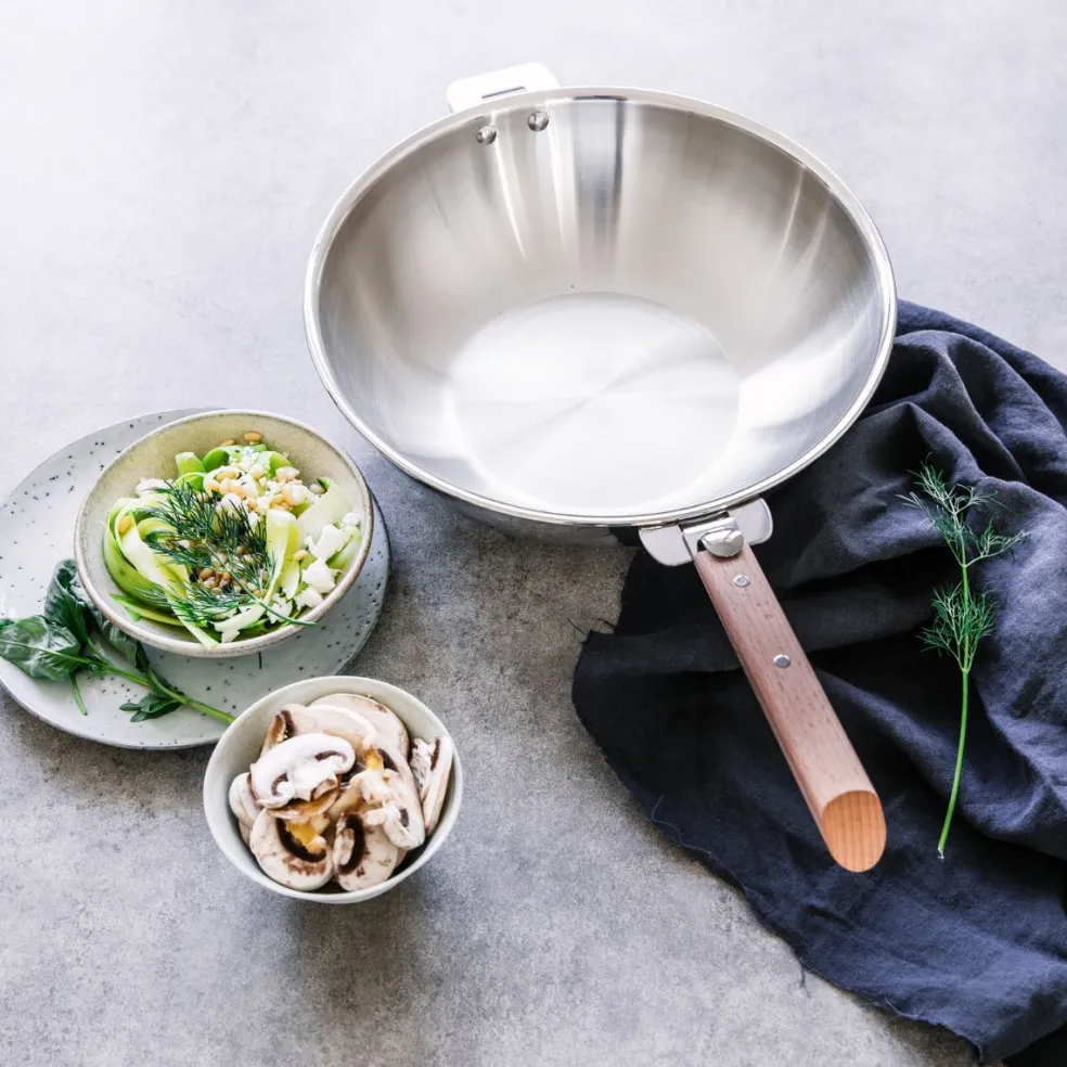 Wok de acero inoxidable multicapa Casteline Cristel