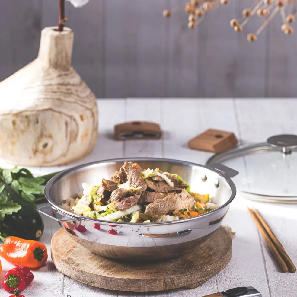 Wok de acero inoxidable multicapa Casteline Cristel